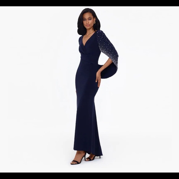 New🎉Betsy and Adam Embellish Capelet Gown Maxi - Picture 3 of 7